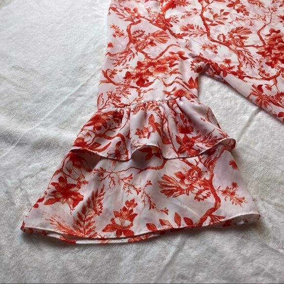 Violet + Claire Floral Orange/White Semi-Sheer Blouse Size XL - Picture 10 of 10